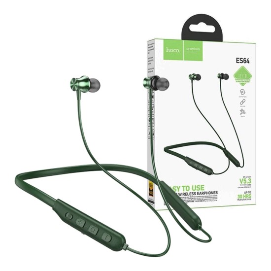 Auscultadores Neckband Bluetooth Hoco E64 Easy Sound Verde Escuro Auscultadores Neckband Bluetooth Hoco E64 Easy Sound Verde Escuro